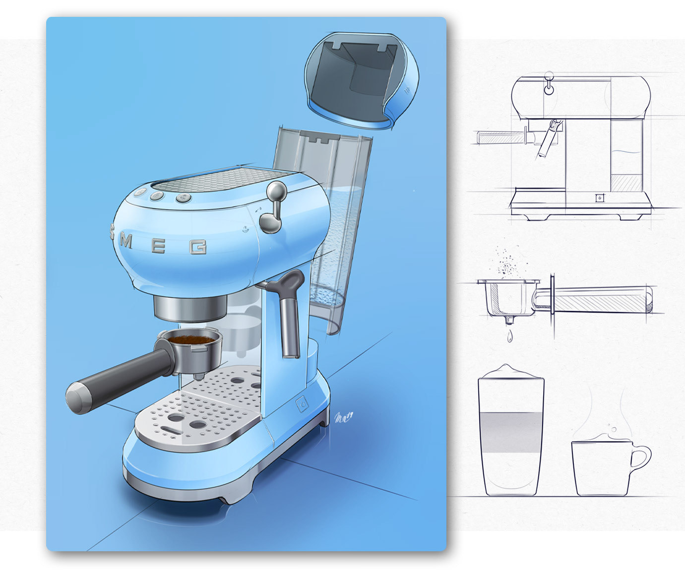 Coffee machine sketching